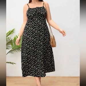 SHEIN plus ditsy floral knot front cami dress